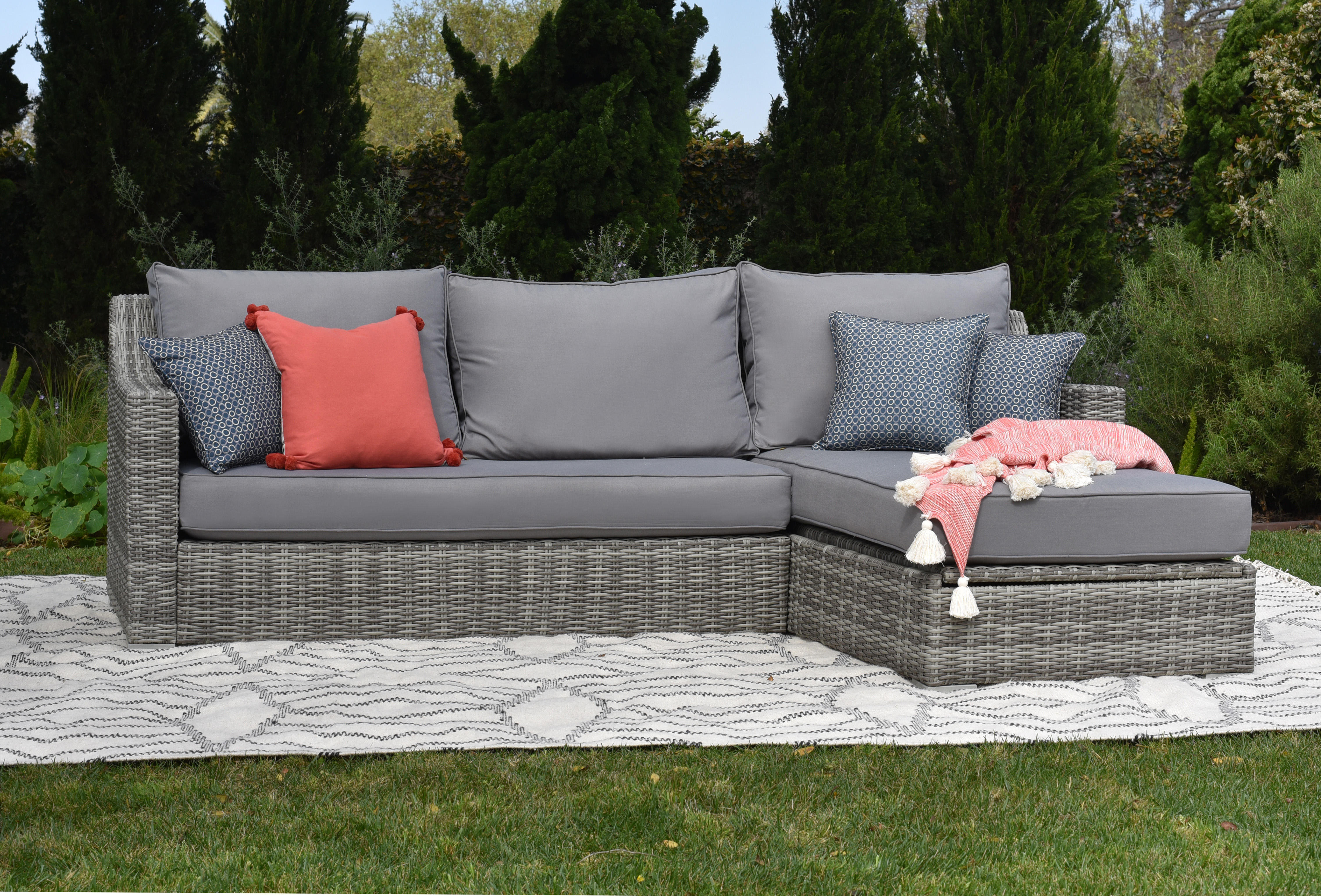 Elle Decor Vallauris Storage Patio Sectional With Cushions