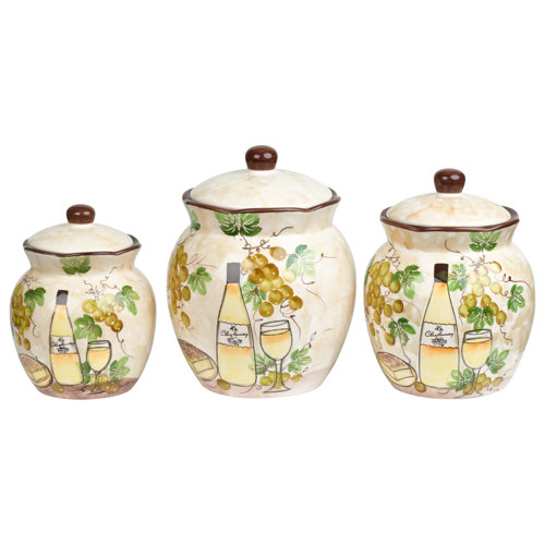 Lorren Home Trends Grape Ceramic Deluxe 3 Piece Kitchen ...