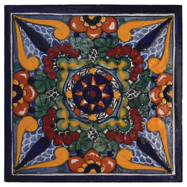 Geraniums 6 x 6 Hand Painted Talavera Tile by Native Trails, Inc.