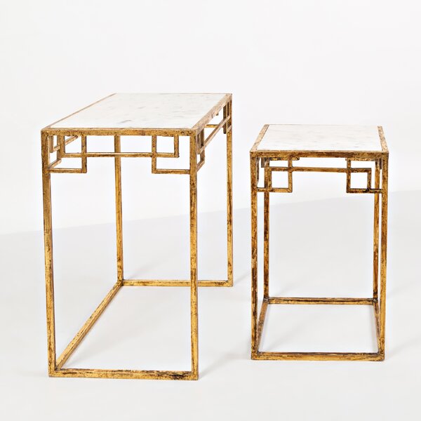Review Callimont Genuine Marble Sled Nesting Table