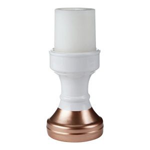 Ceramic Candlestick with Metallic Dip for Pillar or Taper