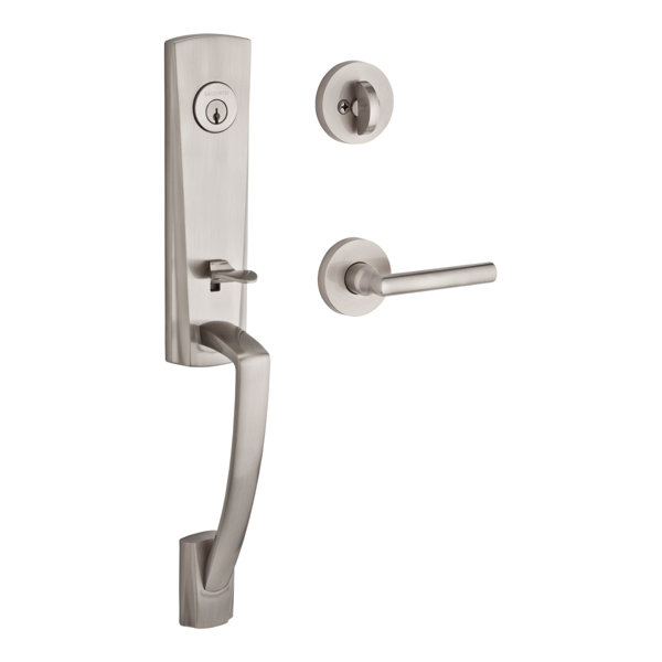 Miami Single Cylinder Handleset with Contemporary Round Rose and Tube Interior Lever by Baldwin