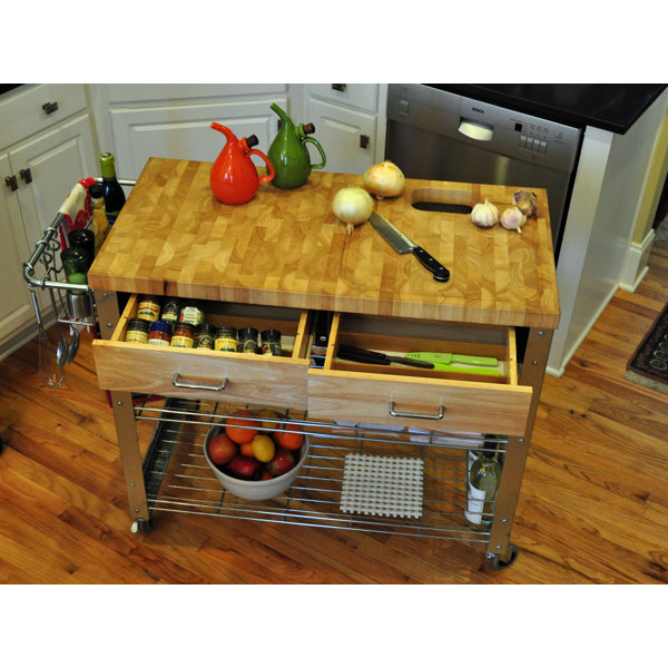 Thielsen Kitchen Cart Solid Wood By Loon Peak Cool