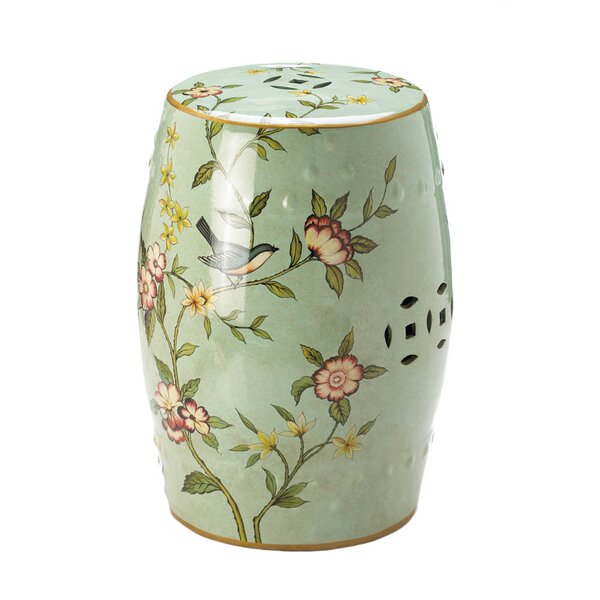Palm Coast Floral Garden Stool by Bungalow Rose
