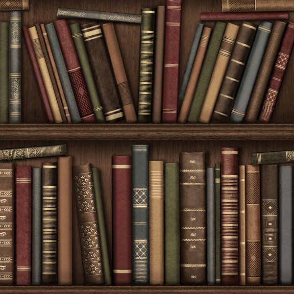 3d Effect Books Designer Bookcase Shelves Wallpaper Library