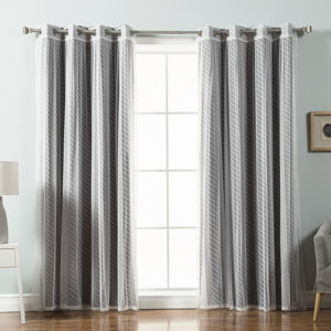 Mix and Match Voile Striped Blackout Thermal Grommet Single Curtain Panel