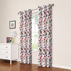 Haleigh Graphic Print & Text Blackout Thermal Rod Pocket Single Curtain Panel