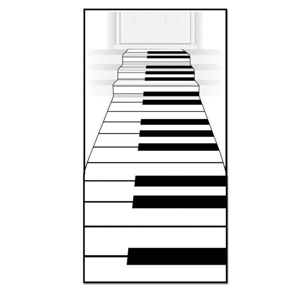 Piano Keyboard White/Black Area Rug by The Holiday Aisle