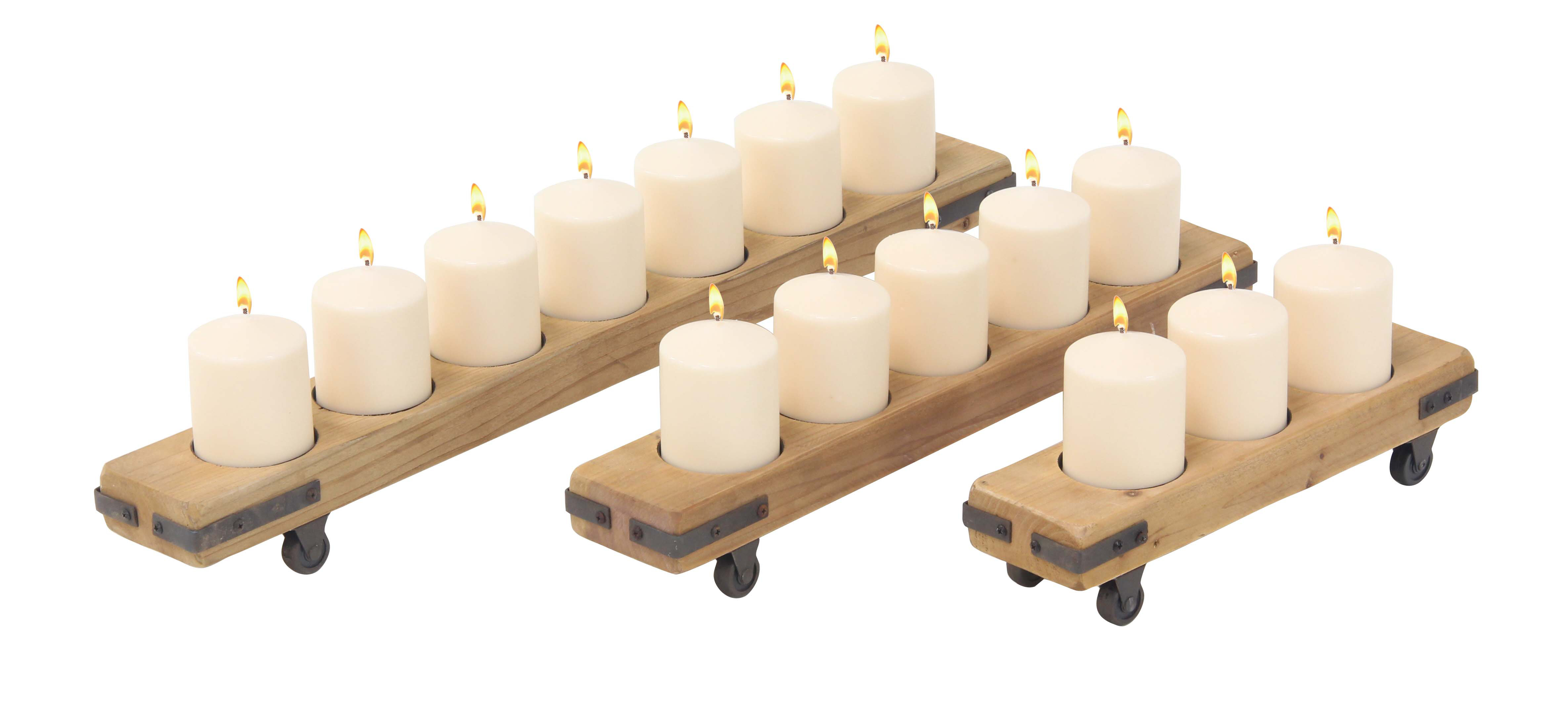 Resin Tealight Fireplace Log Candle Holder Holds 11 Tea Light