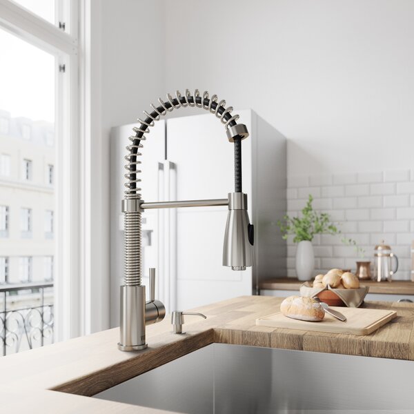 Brant Pull Down Single Handle Kitchen Faucet with Optional Soap Dispenser by VIGO