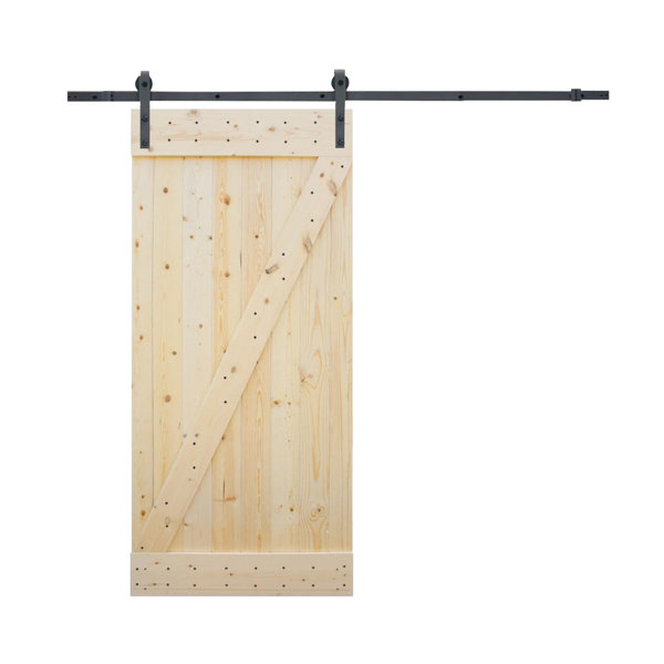 Solid Wood Panelled Knotty Pine Slab Interior Barn Door by Calhome