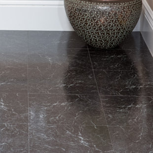 Black Vinyl Flooring You Ll Love Wayfair Nexus Self Adhesive 12 X 1 2mm Vinyl Tile In Black With White Vein Marble