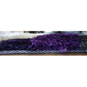 Living Shag Hand-Tufted Gray/Purple Area Rug