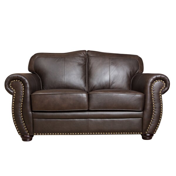 Hotchkiss Leather Loveseat by World Menagerie