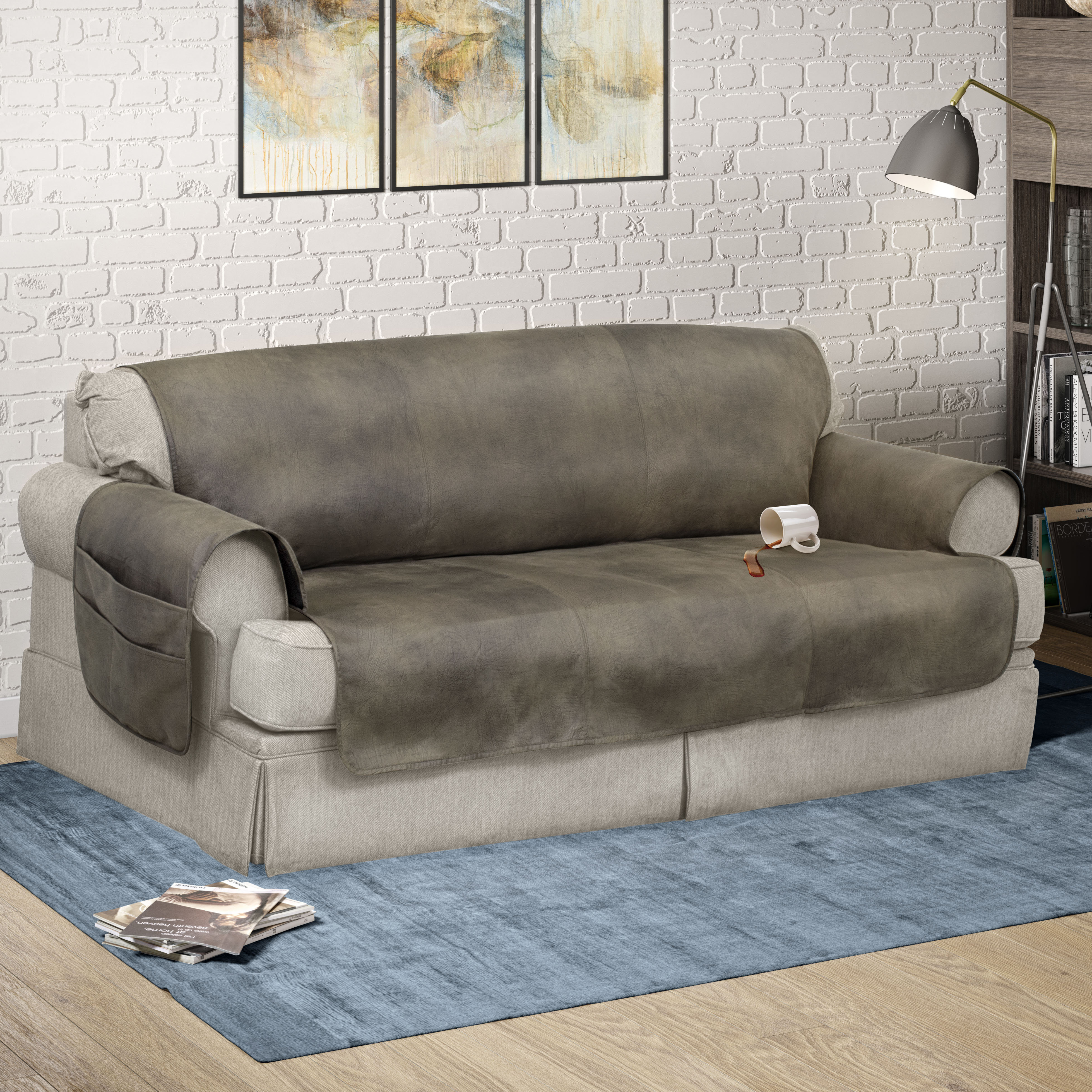 Serta Faux Leather Box Cushion Sofa Slipcover Reviews Wayfair Serta Faux Leather Box Cushion Sofa