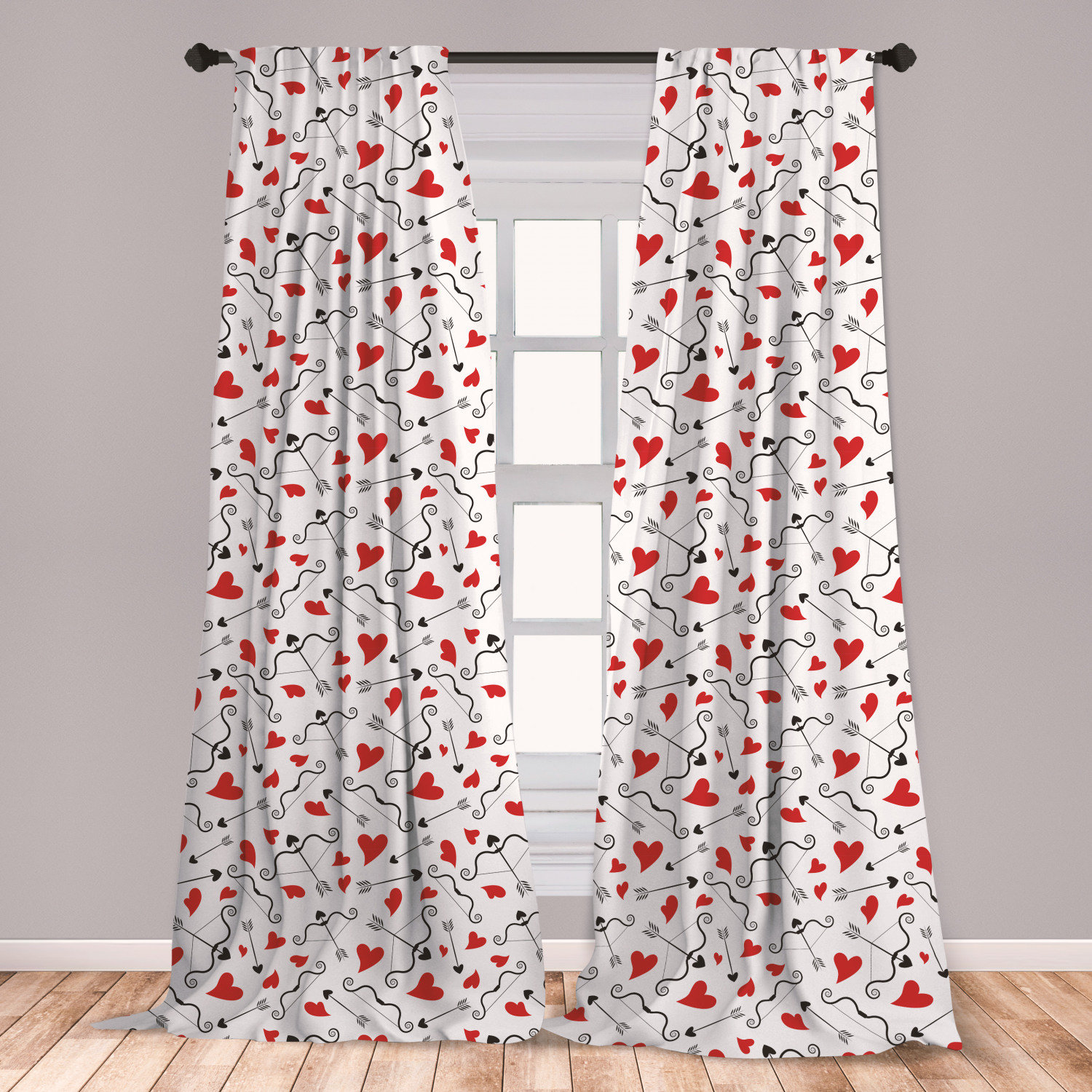 East Urban Home Ambesonne Valentines 2 Panel Curtain Set Arrows