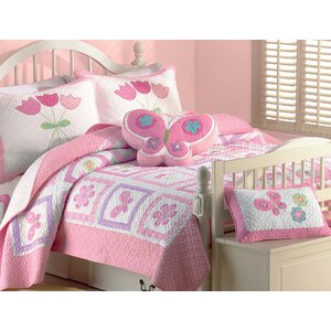 Butterfly Flower 2 Piece Twin Quilt Set