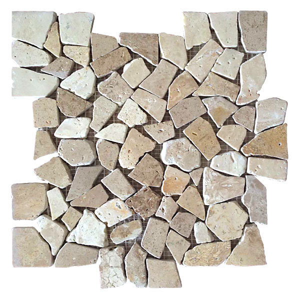 Fustone Random Sized Travertine Mosaic Tile In Tan Beige Reviews Random Sized Travertine Mosaic Tile In Tan Beige