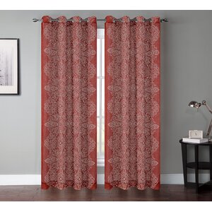 Bandhini Graphic Print and Text Sheer Grommet Curtain Panels (Set of 2)