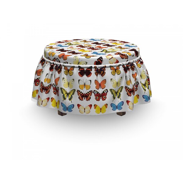 Animals Butterflies Many Shapes 2 Piece Box Cushion Ottoman Slipcover Set By East Urban Home