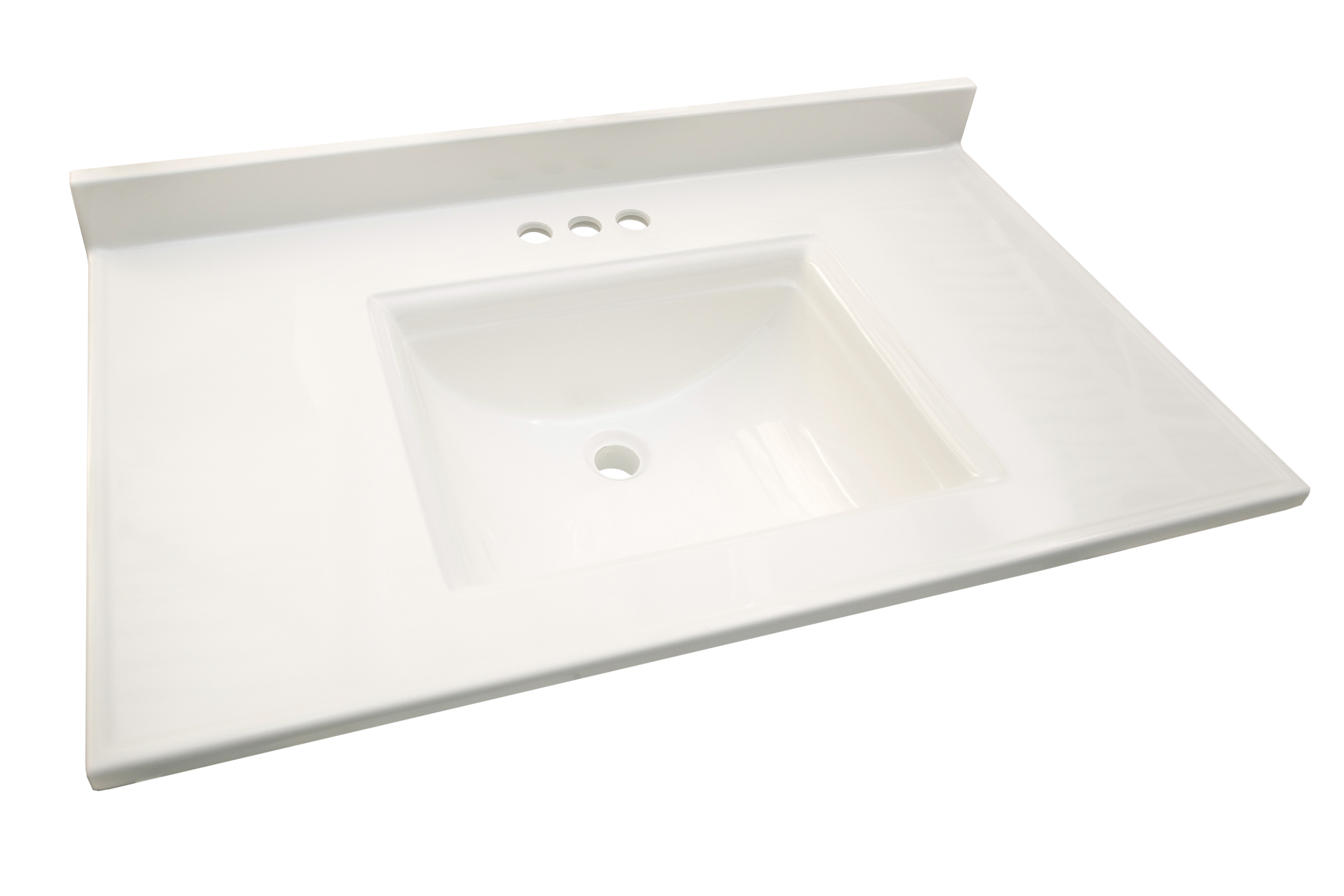 White Cultured Marble Bathroom Vanity Top