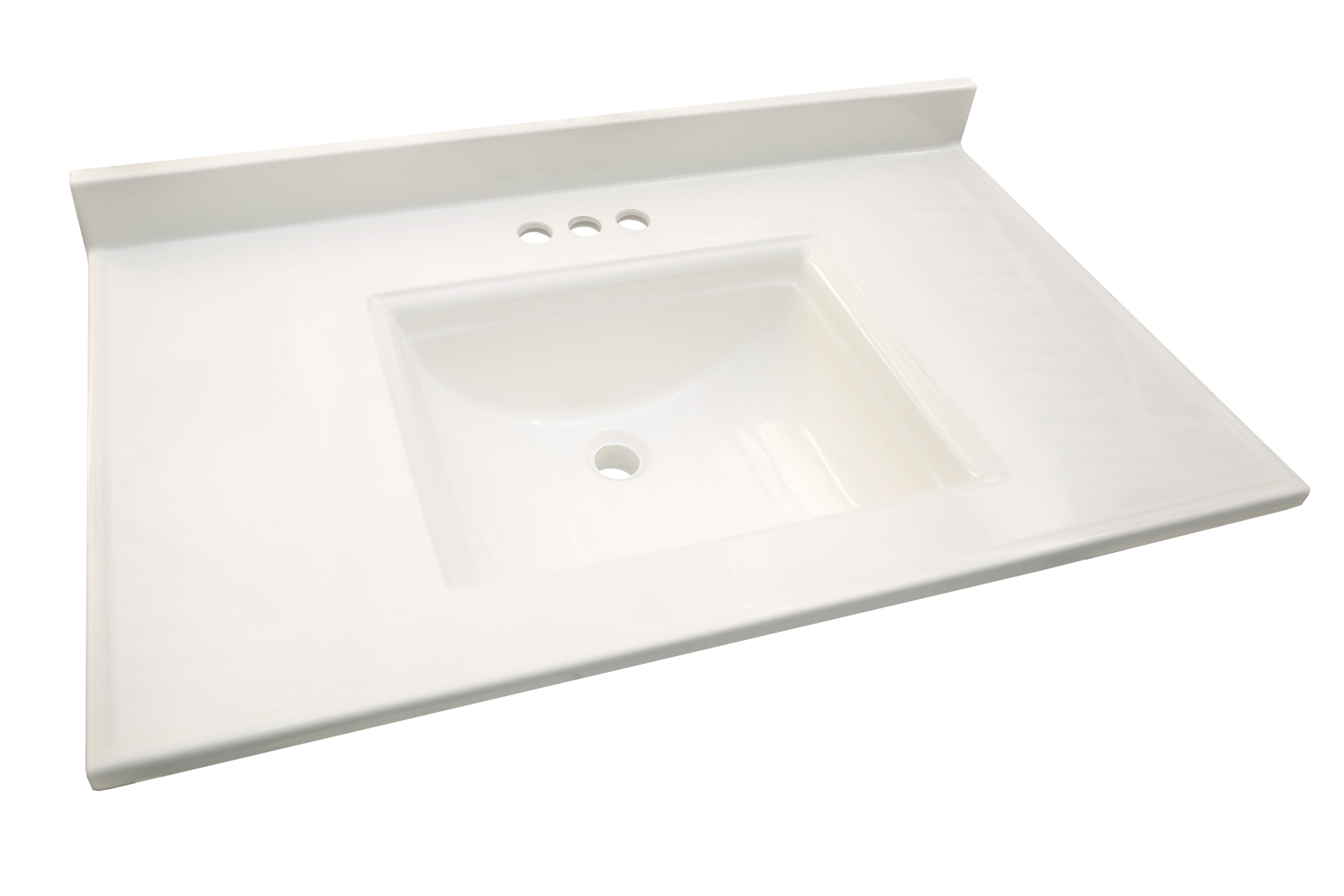 White Cultured Marble Integral Bathroom Vanity Top