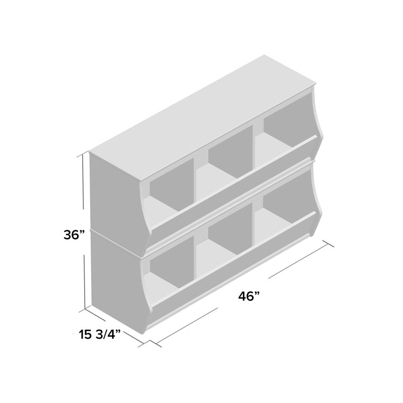 Viv Rae Leonor Stacked 6 Bin Storage Cubby Toy Organizer