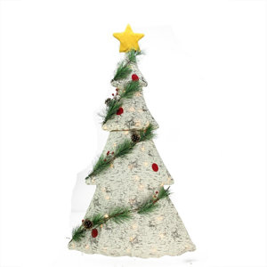 Lighted 2-D Country Rustic Birch Christmas Tree Decoration Clear Lawn Art