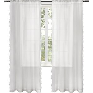 Rockport Solid Sheer Rod pocket Curtain Panels (Set of 2)