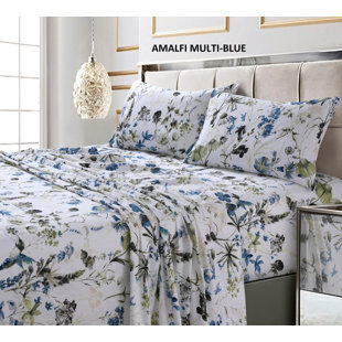 Peach Floral 214 West 300 Thread Count Ditsy Floral Printed Sheet Set Abigail