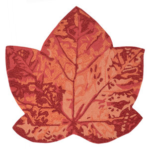 Treport Maple Leaf Handmade Orange Indoor/Outdoor Area Rug