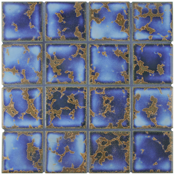 Canal 3 x 3 Mega Square Porcelain Mosaic Tile in Blue by EliteTile