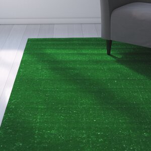 Bundine Solid Grass Design Green Indoor/Outdoor Area Rug