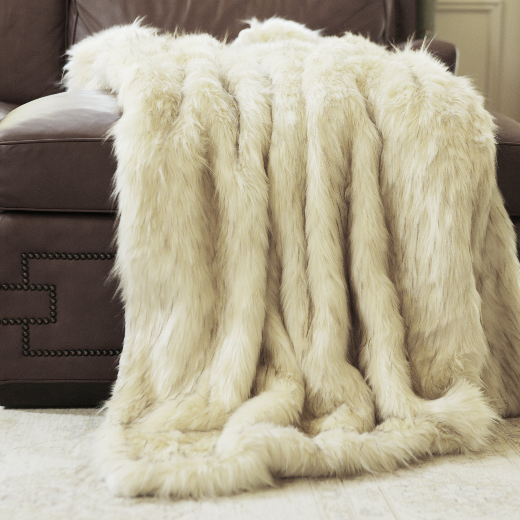 Wild Mannered Iced Fox Faux Fur Throw Blanket Reviews Wayfair
