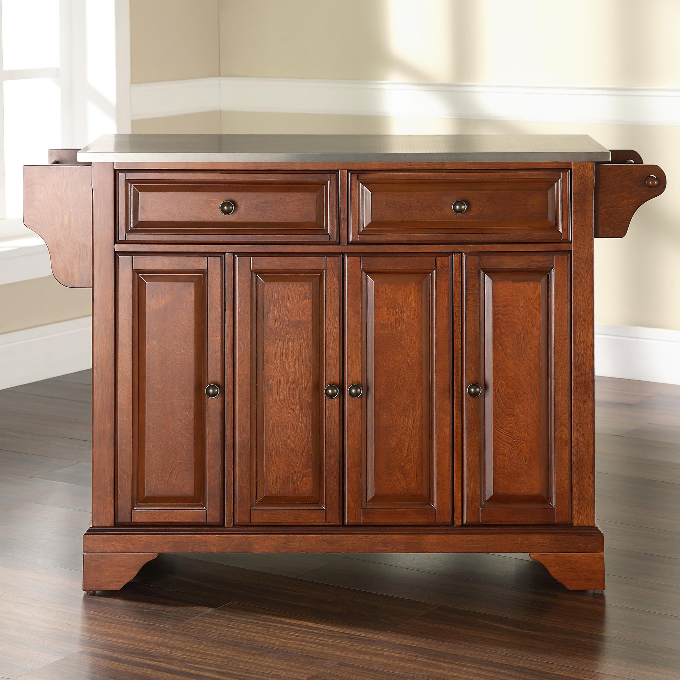 Hedon Kitchen Island With Stainless Steel Top Reviews Joss Main