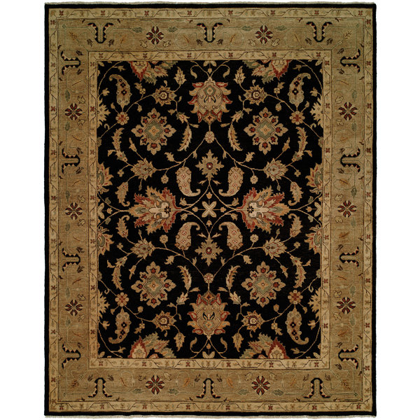 Asseb Hand-Knotted Black/Camel Area Rug by Wildon Home ®