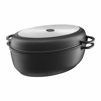 ELO Cookware Karree Cast Aluminum Roaster Grill Pan Lid Black 62904