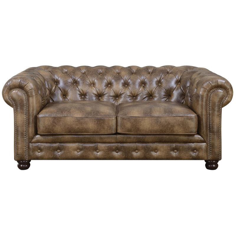 Trent Austin Design Caine 72 Wide Faux Leather Rolled Arm Chesterfield Sofa Reviews Wayfair