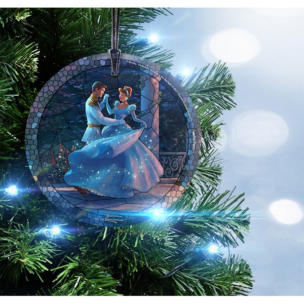 Thomas Kinkade Disney Dancing in the Starlight Cinderella StarFire Prints Stained Glass Shaped Ornament by Trend Setters