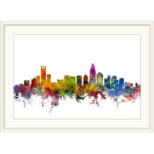 Charlotte NC-KoKing FORT-k1096-Home Decor Holiday Artwork Texture Painting Dining Wall Art Skyline from High Way