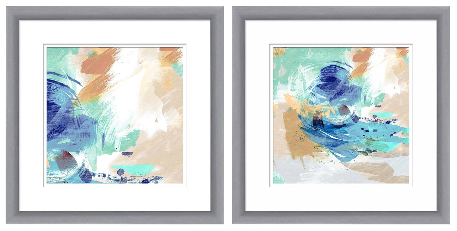 Mercury Row Abstract Swirl 2 Piece Framed Graphic Art Set & Reviews ...