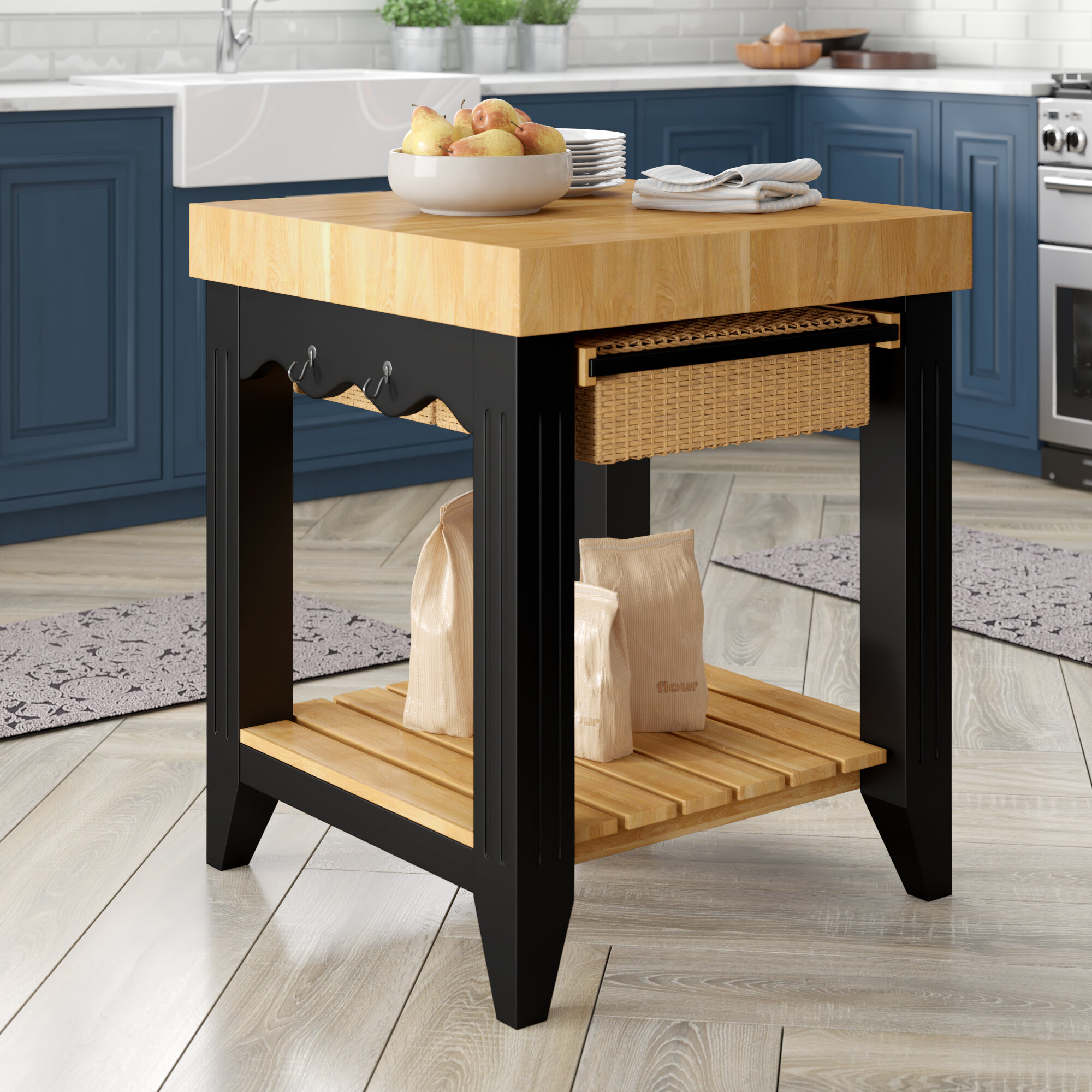 Red Barrel Studio Behling Prep Table With Butcher Block Top