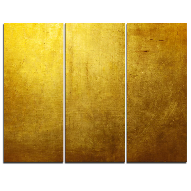 Designart Gold Texture Wallpaper 3 Piece Graphic Art On Wrapped
