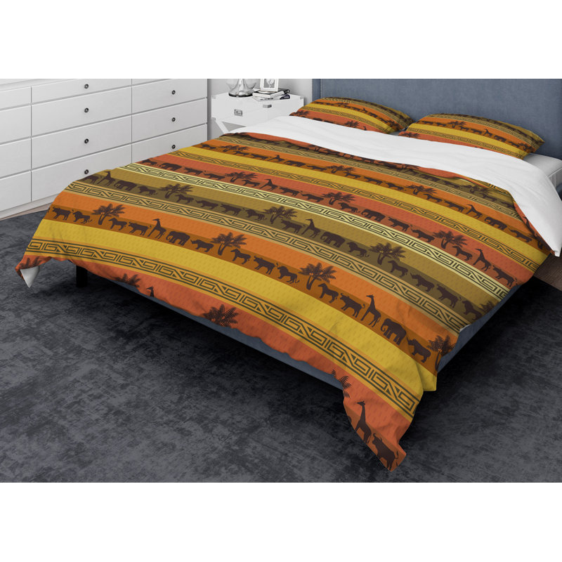 East Urban Home Designart African Wildlife With Ethnic Duvet Cover Set Wayfair