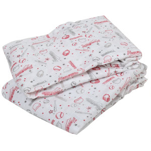 Baseball Muslin Fitted Crib Sheets (Set of 2)