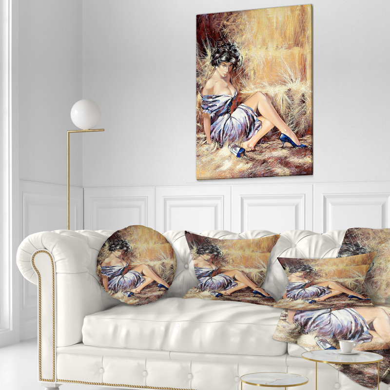 East Urban Home Portrait Girl Setting On Floor Pillow Wayfair