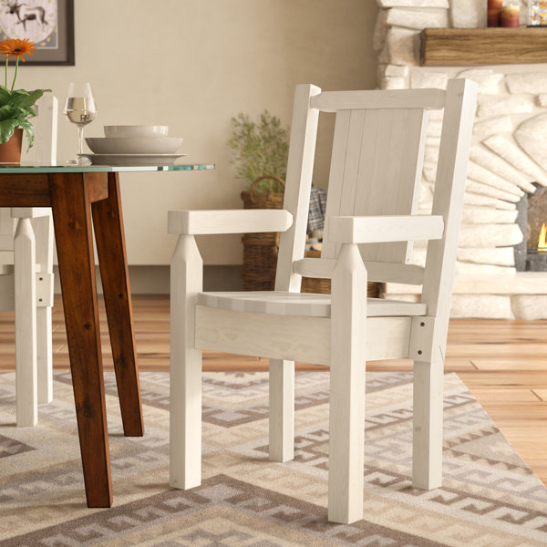 Abella Solid Wood Slat Back Arm Chair by Loon Peak Loon Peak