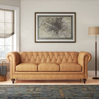 Copola 63 Genuine Leather Rolled Arm Loveseat Reviews Birch Lane