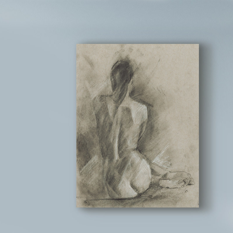 Charlton Home Charcoal Figure Study I Drawing Print On Wrapped
