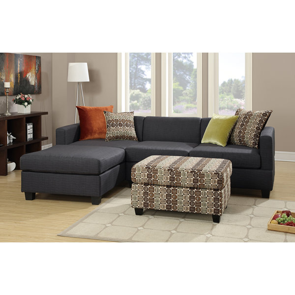 Bobkona Dayton Left Hand Facing Sectional With Ottoman By Poundex Spacial Price